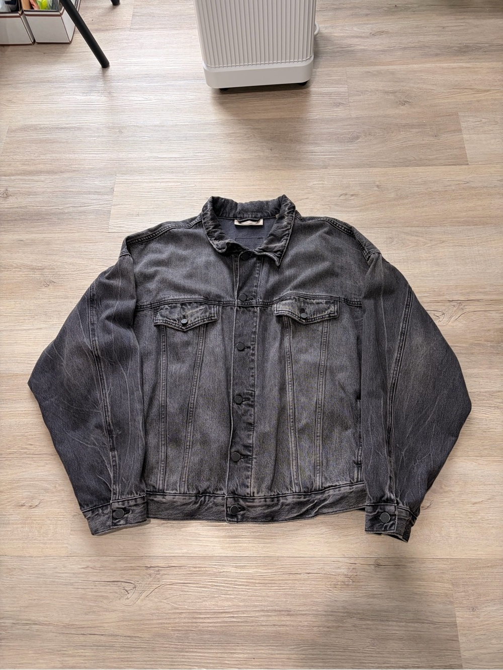 Fear of God Essentials Black Trucker Denim Jacket